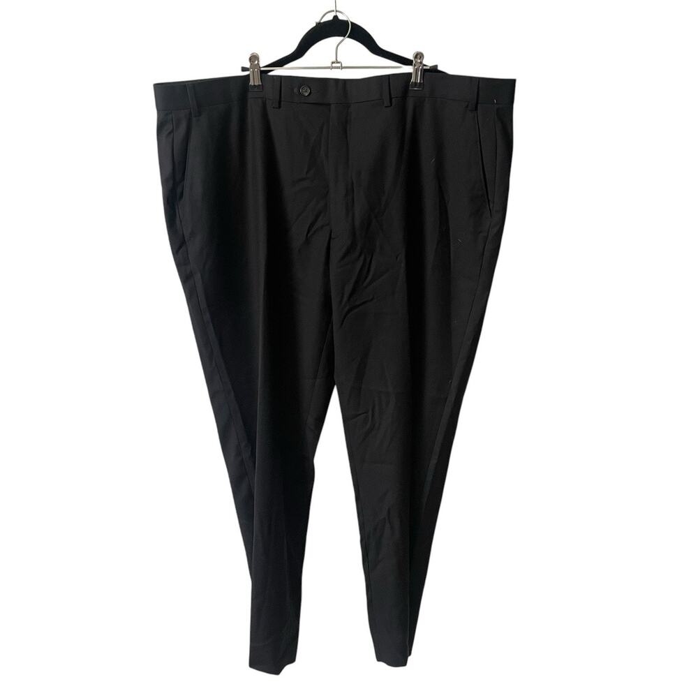 Ralph Lauren Mens 42 Waist Dress Pants Solid Black Trousers 100% Wool Hemmed